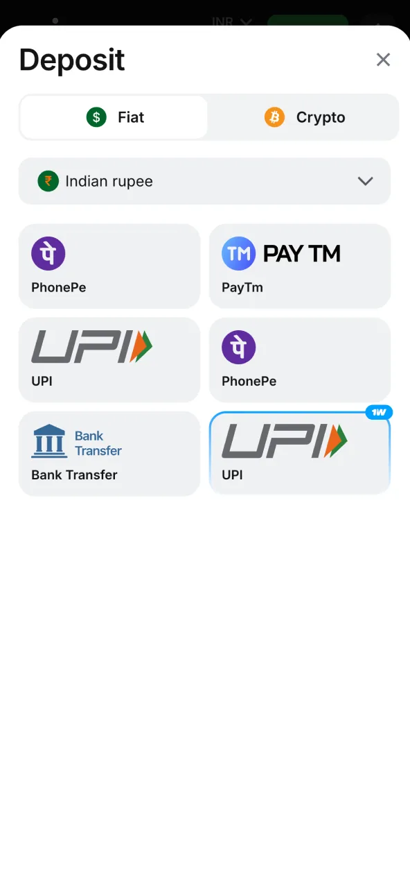 1win deposit process supports Paytm and NetBanking options.