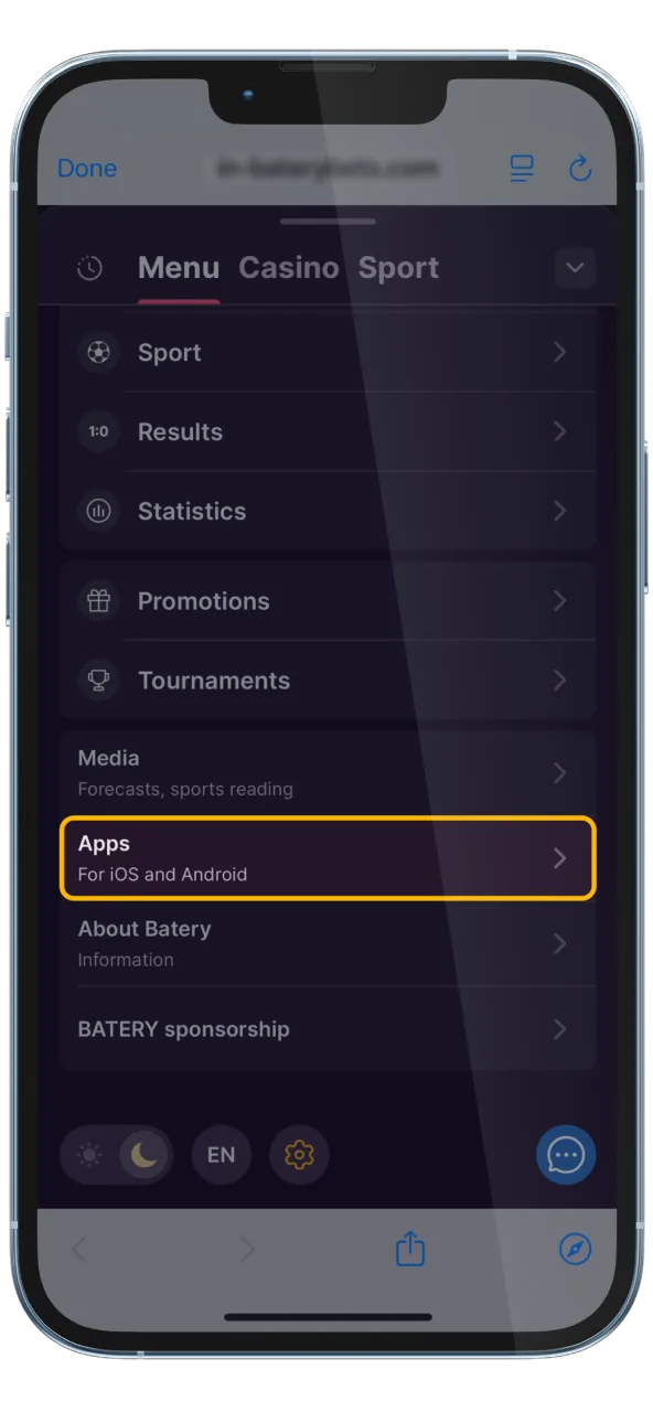 Scroll homepage Batery to find iOS option.