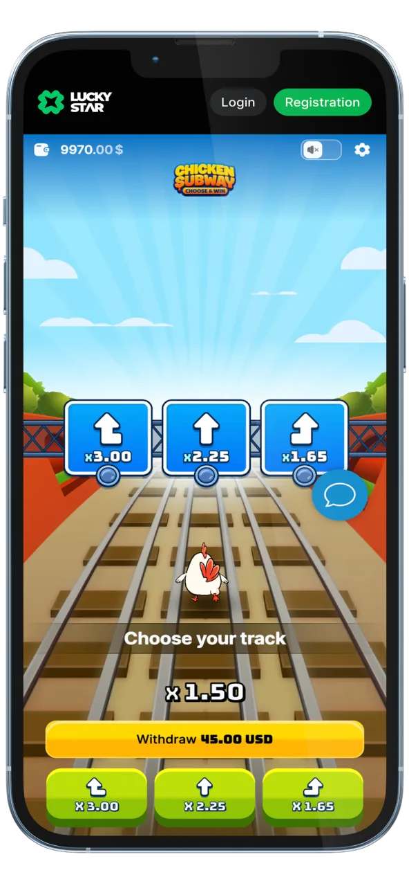 Enjoy Chicken Subway gameplay on the Lucky Star app.