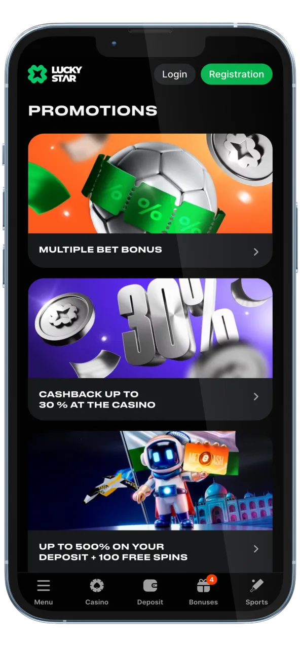 Lucky Star app promotions for casino and sportsbook players.