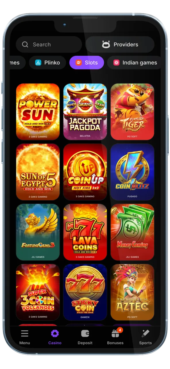 Lucky Star slots section featuring popular titles.