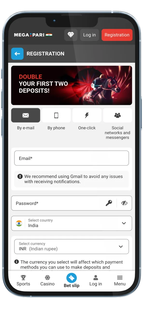 Megapari app registration with secure verification.