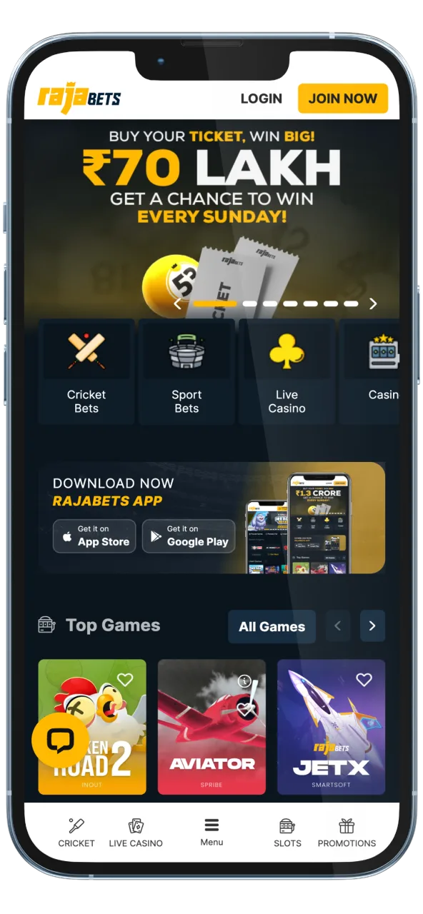 Seamless Rajabets homepage experience on mobile devices.