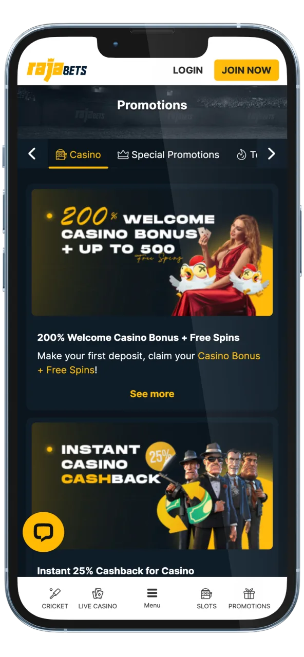 Unlock special bonuses through the Rajabets application.