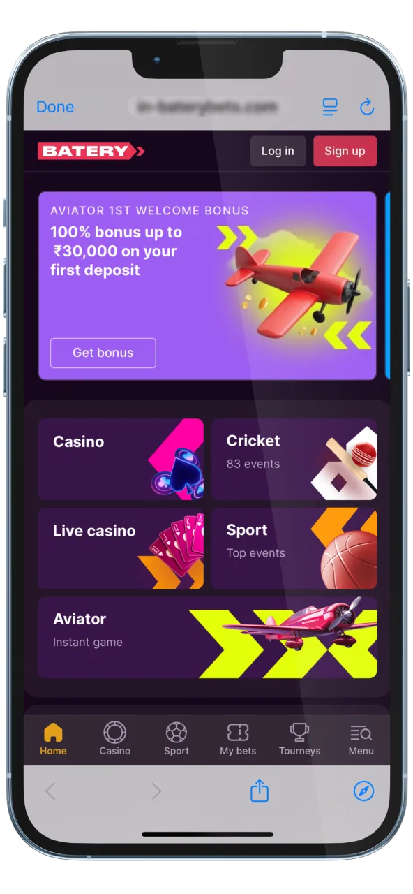 Navigate to Batery website in Safari, not Chrome.