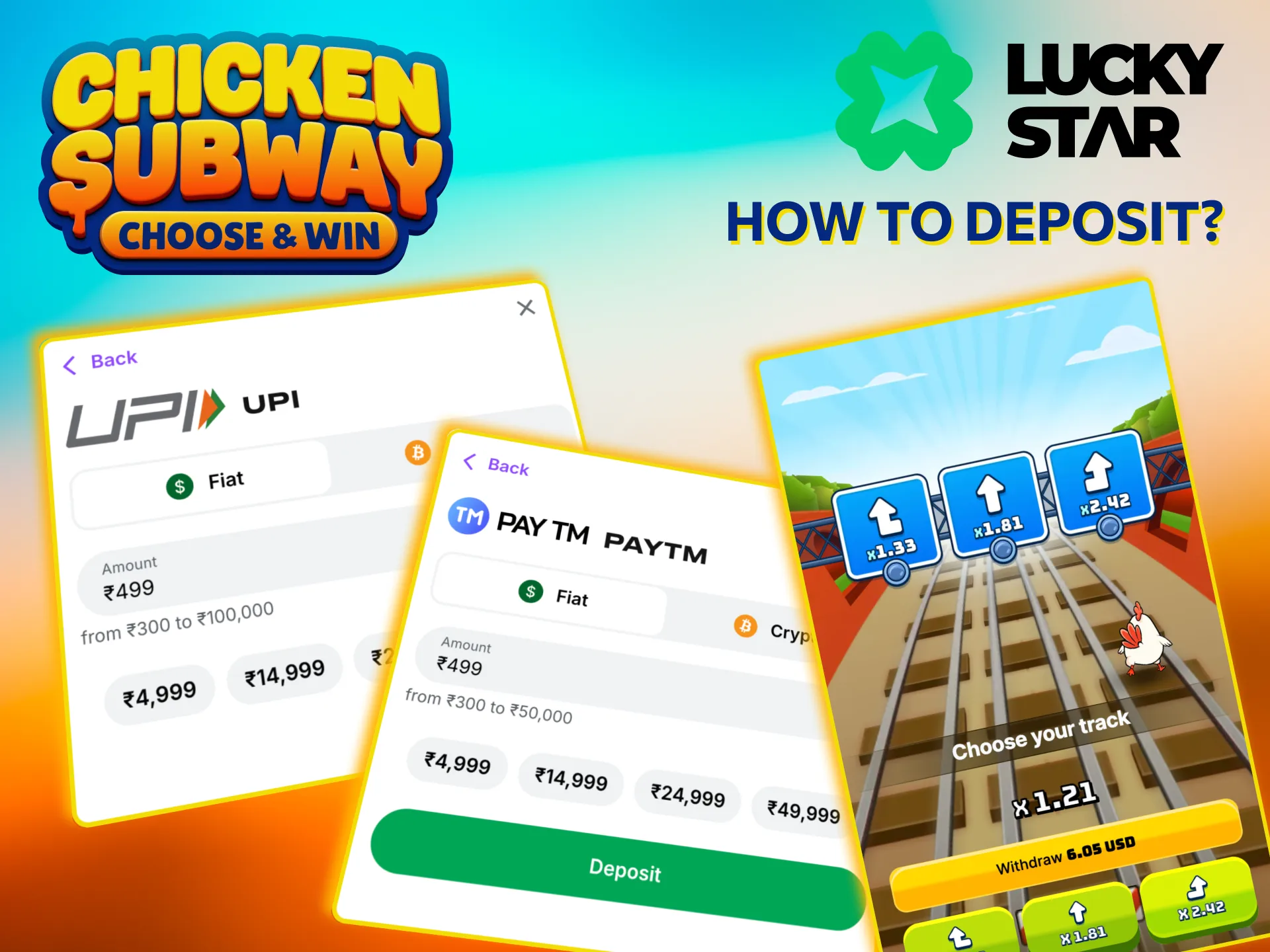 Lucky Star Chicken Subway account funding with secure payment methods.