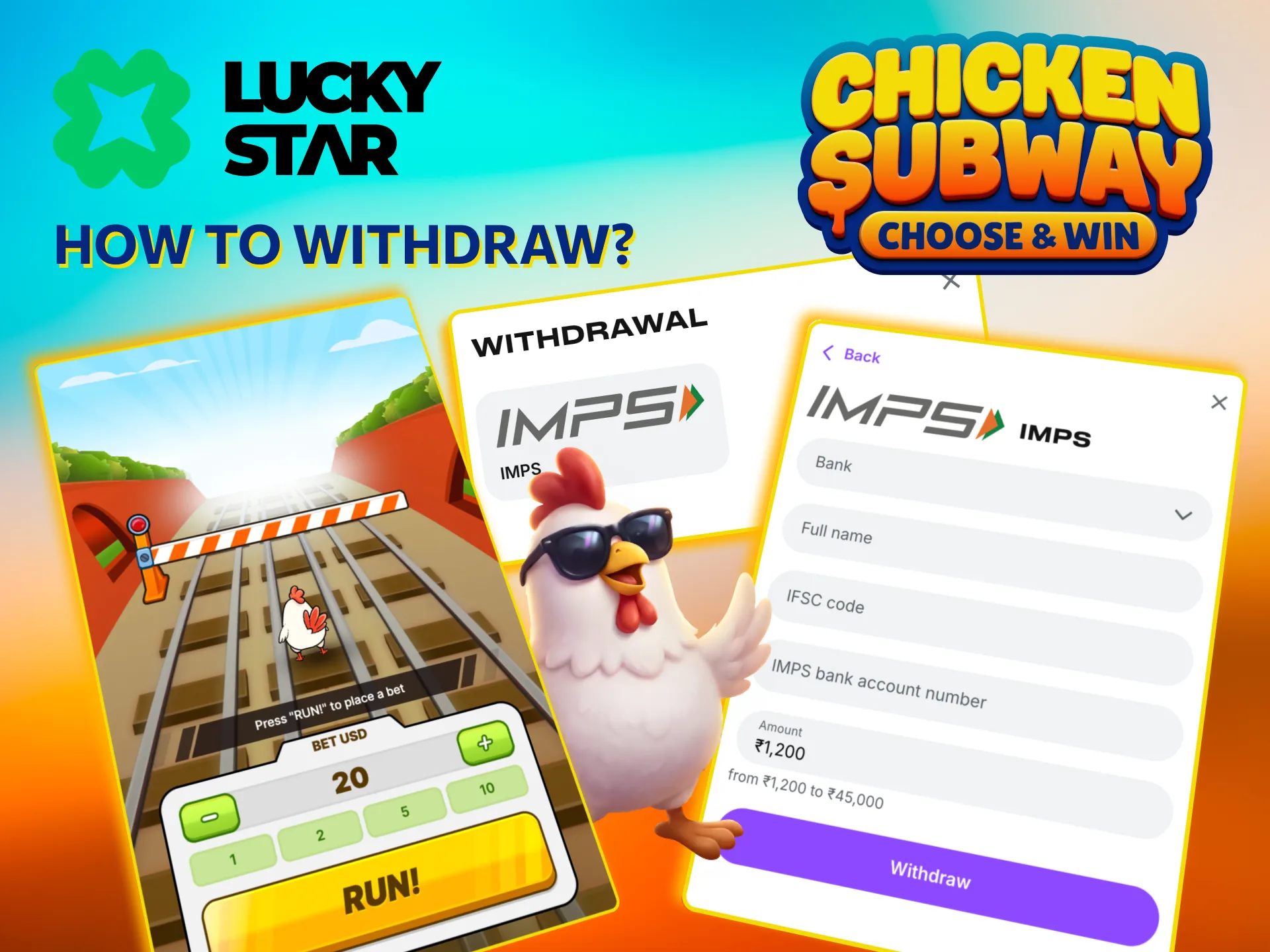 Withdraw winnings from Lucky Star Chicken Subway after KYC verification.