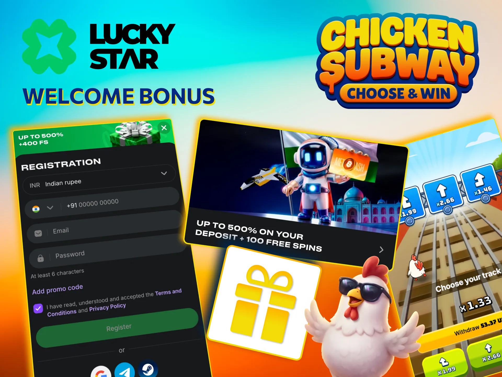 Lucky Star Chicken Subway rewards new players with 30x wagering.