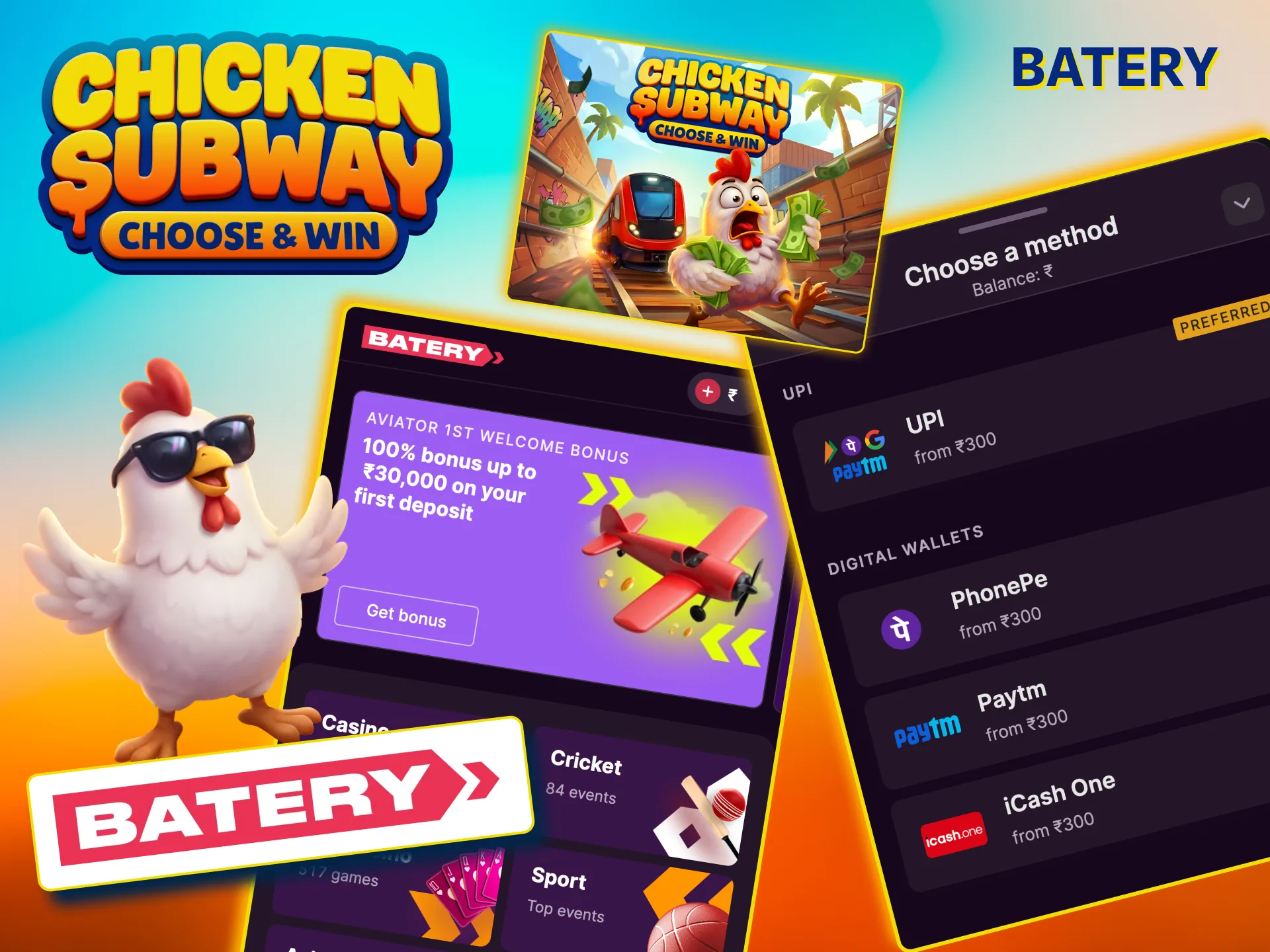 Batery casino platform for Chicken Subway India.