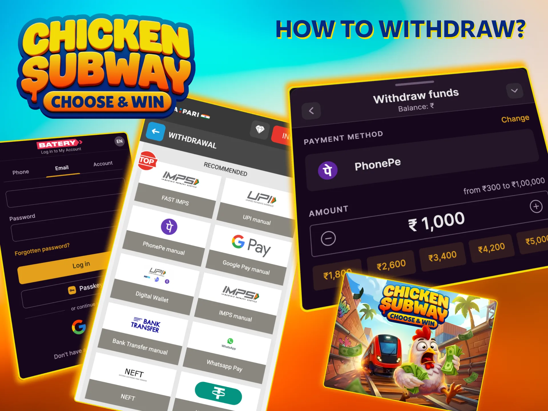 Fast Chicken Subway withdrawal process.