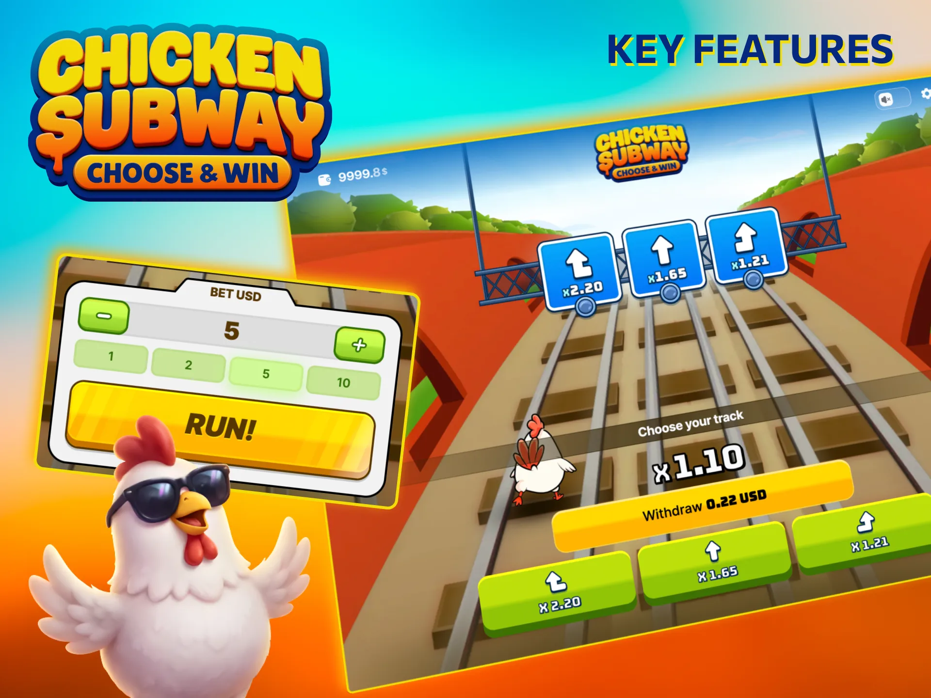 Auto‑bet feature in Chicken Subway game.