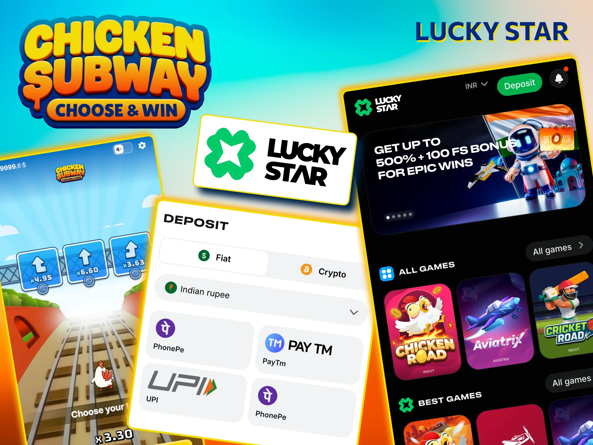 Trusted Lucky Star platform hosting Chicken Subway for Indian players.
