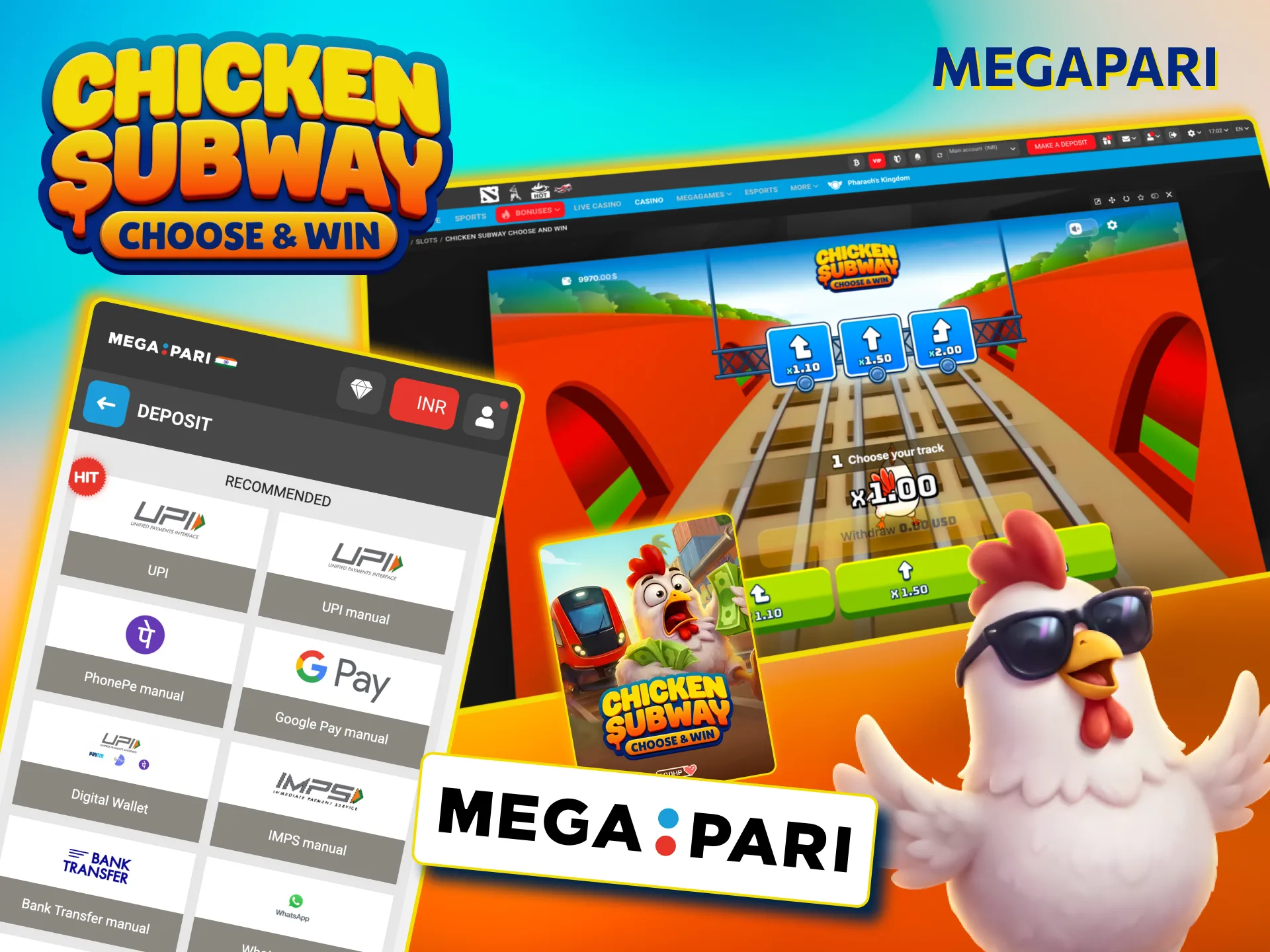 Chicken Subway at Megapari with huge bonuses and secure payments.
