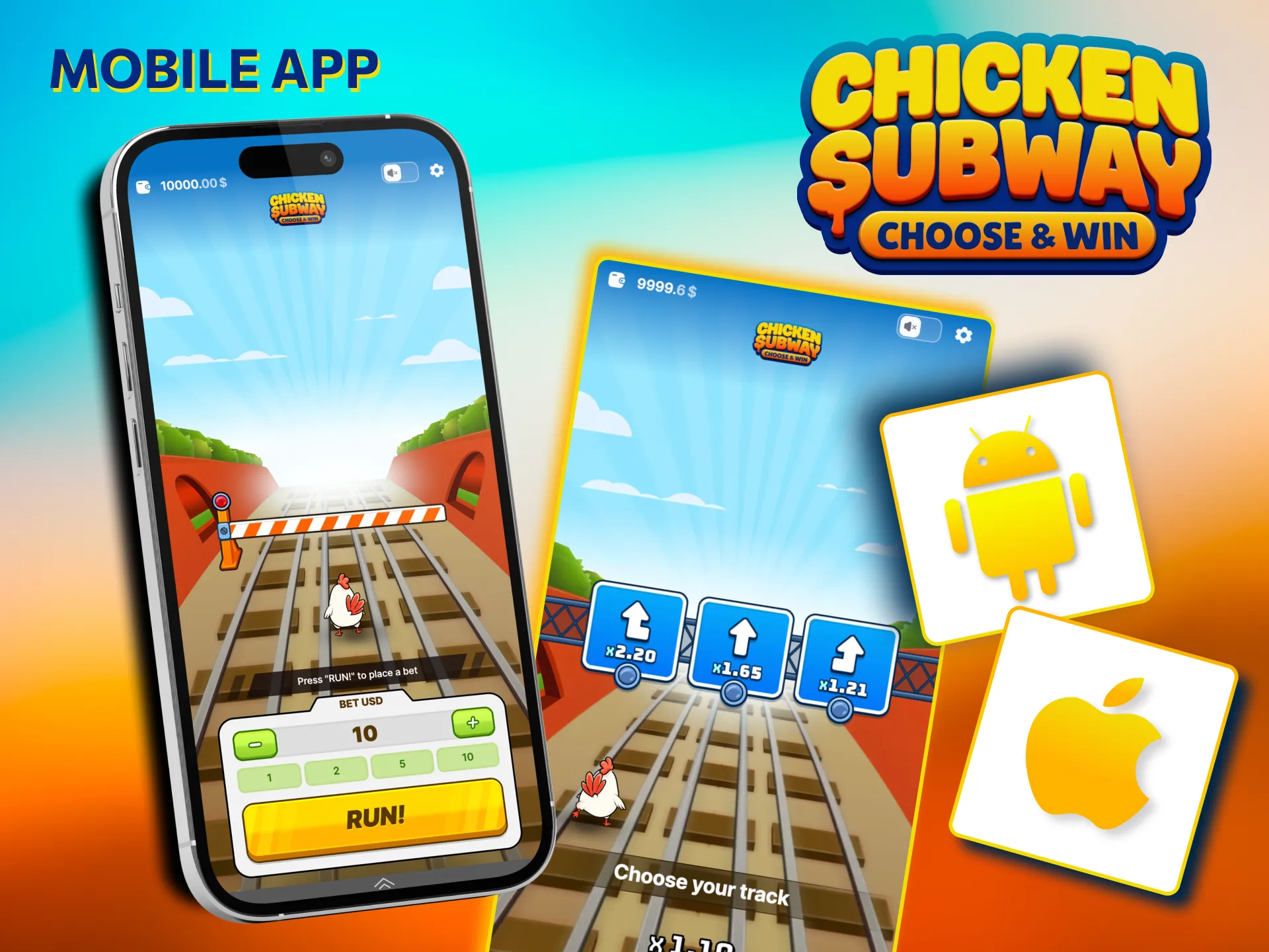 Faster gameplay with Chicken Subway casino app.
