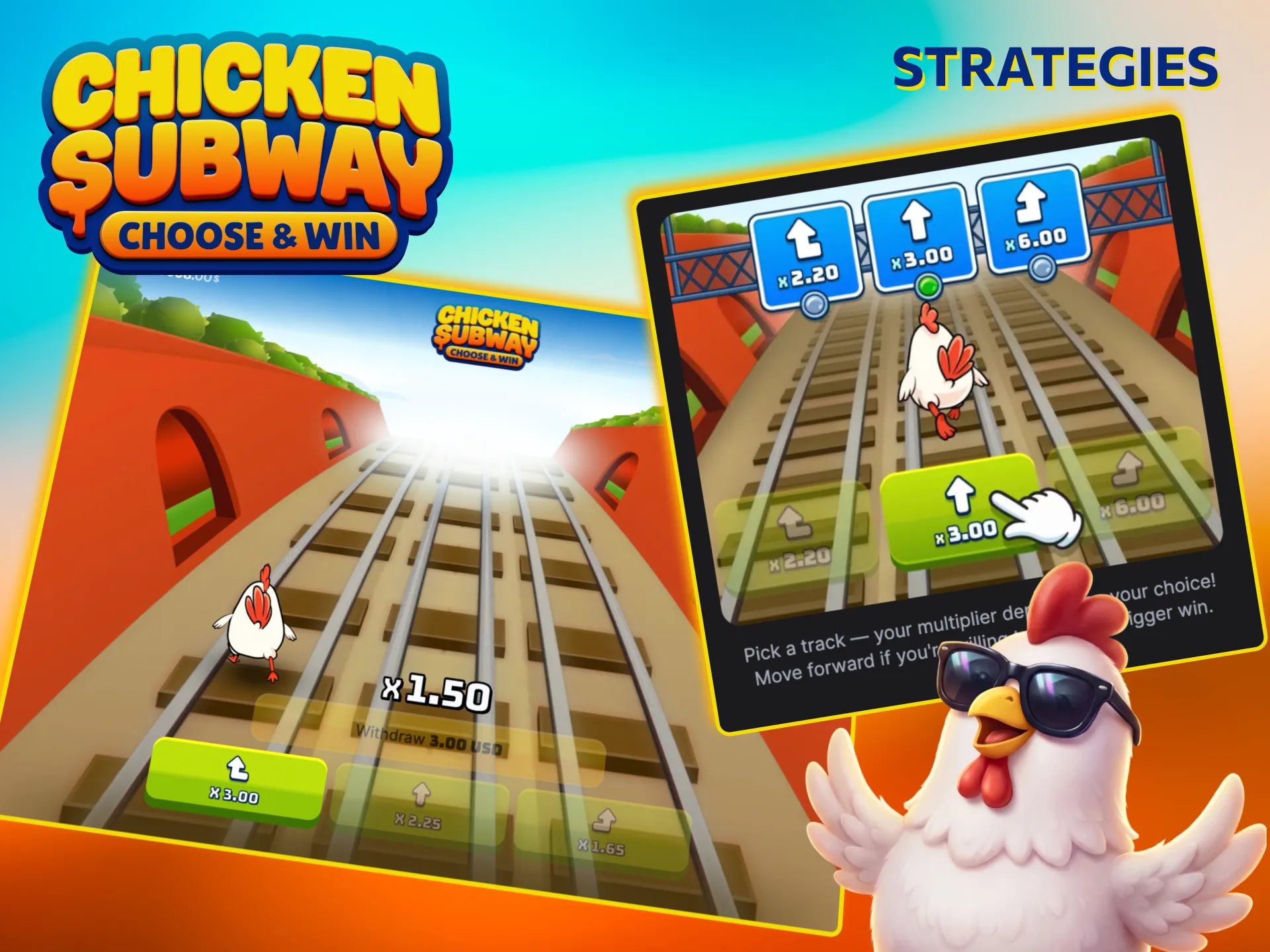 Low‑risk cashout strategy in Chicken Subway.