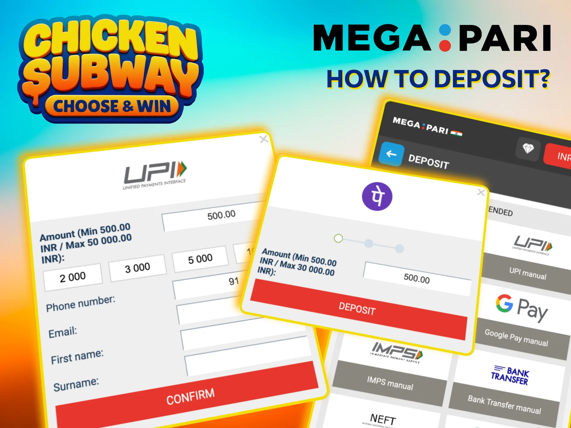 Quick deposits on Megapari Chicken Subway for Indian players.