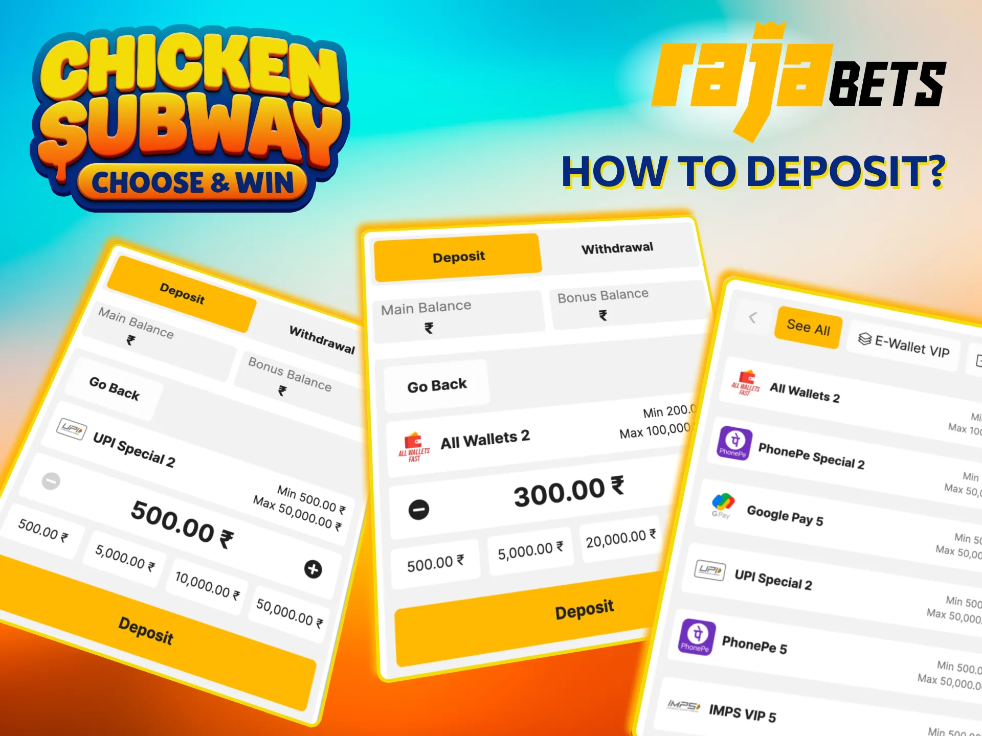 Deposit funds to play Chicken Subway on Rajabets instantly.