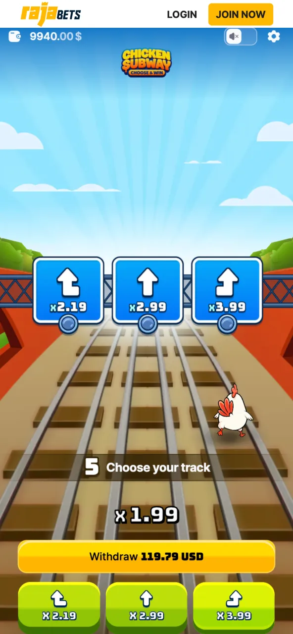 Access Chicken Subway in Rajabets casino section.