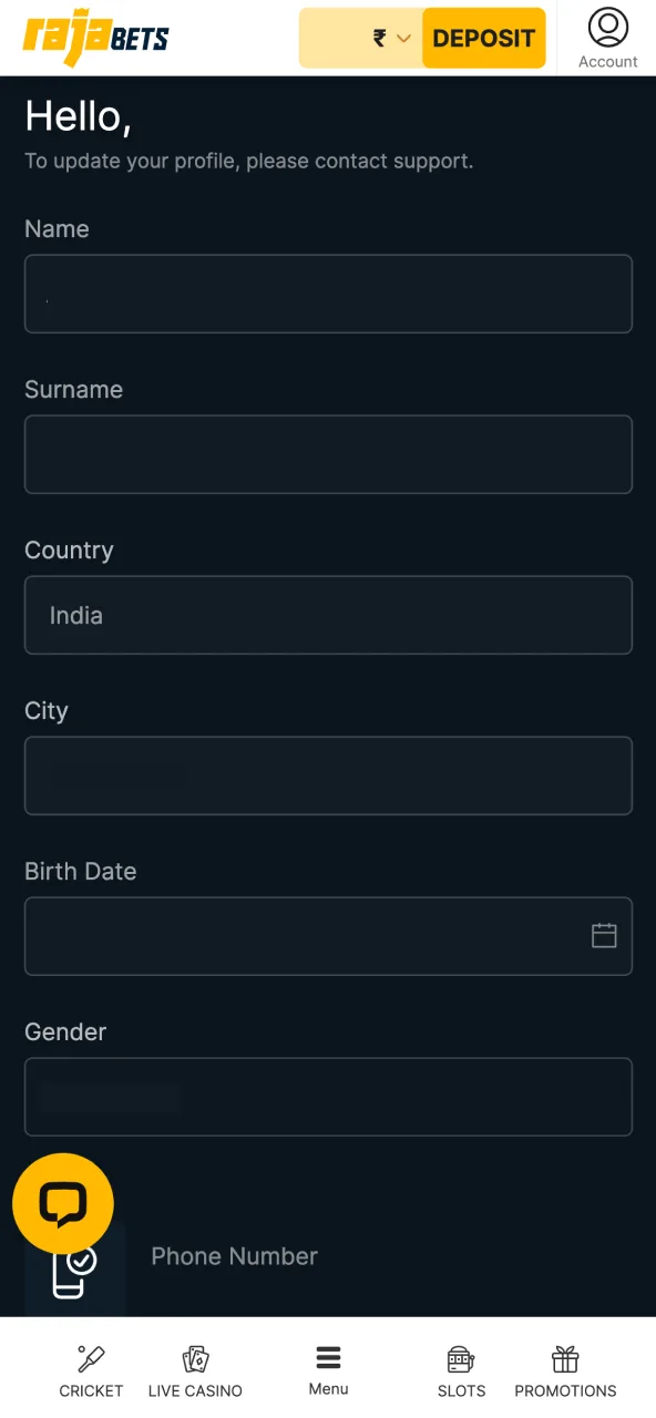 Verify Rajabets account identity with PAN or Aadhaar.